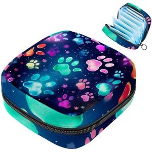 Opbergtas voor maandverband, hondenpootpatroon, draagbare maandzak, inlegkruisjes, tampons, maandverband, opberghouder voor vrouwen, school, kantoor