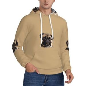 Mopshonden Print Unisex Fashion Hooded Pullover Casual Wear Voor Outdoor Activiteiten En Camping
