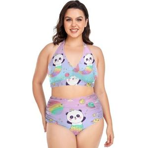 Baby Ruimte Zeemeermin Panda Vrouwen Bikini Sets Plus Size Badpak Twee Stukken Hoge Taille Strandkleding Meisjes Badpakken, Pop Fashon, XXL