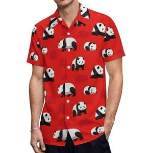 Bear Panda Casual herenoverhemden met korte mouwen en zak, zomer, strand, blouse, top, M