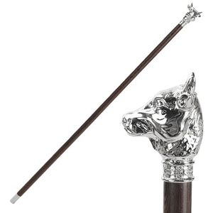 93cm Massief Houten Revalidatie Trainingsstok Uit Één Stuk, Zinklegering Dierenriem Dierenkop Kruk voor Wandelen, Trekking en Halloween Cosplay(Ox)