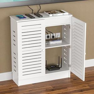 LIUWOPA WiFi-Router Opbergkast - PVC Ademende Organizer Box voor Modems, Set-Top Boxes & Media-apparatuur - Router Hider Shelter (27,5"" L x 27,5"" H x 9,8"" B, Wit)