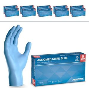 ARNOMED wegwerphandschoenen blauw S, nitril handschoenen 1000 stuks (10 dozen), poedervrij & latexvrije handschoenen, wegwerphandschoen in XS-XXL, wegwerp handschoenen, wegwerp handschoen