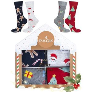 soxo Kerst Sokken Heren Cadeau Voor Vrouwen Kerstsokken Christmas Gift Socks Sinterklaas 4 Paar 40-45 Kerstbox 2