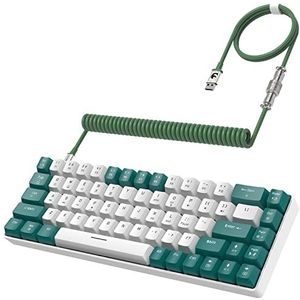 YINDIAO T8 60% Gamingtoetsenbord,68 Toetsen,US Layout,Compact Bedraad Mechanisch Toetsenbord met 18 Chroma RGB Backlight,Blauwe Schakelaar,USB C-opgerolde Toetsenbordkabel,voor PC,PS4-Groen