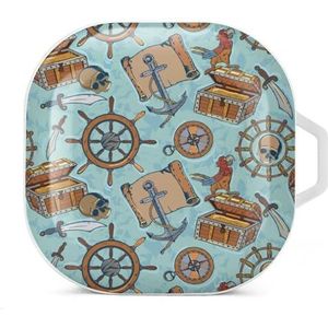 Pirate's Navigation Tools Oordopjes Hoesje Compatibel met Samsung Hard Shell Beschermhoes Wit-Stijl
