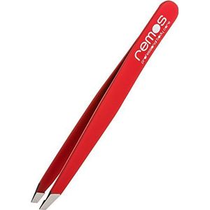 REMOS Wenkbrauwpincet van Roestvrij Staal met Nauwkeurig Geslepen Punten Rood