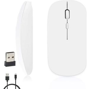 iSTYLE Oplaadbare Draadloze Muis, Bluetooth 2,4/5.2 GHz met USB Mini Ontvanger, Bluetooth Muis,Multi-Device, 1600 Dpi Optical Tracking, Silent Muizen voor PC, Laptop, Tablet