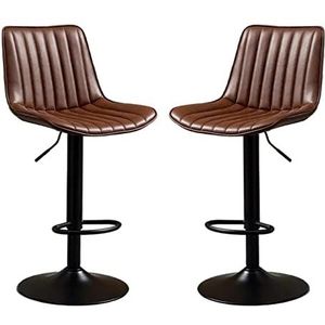 ShuuL Moderne barkrukken barkrukken barkrukken stoel set van 2 draaibare verstelbare PU-lederen gestoffeerde kruk met rugleuning, chroom zwarte basis, voor keuken, ontbijt barstoelen (kleur