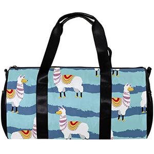 Ronde Gym Sport Duffel Bag met Afneembare Schouderriem Alpaca Dieren Patroon Training Handtas Nachttas voor Vrouwen en Mannen, Meerkleurig, 45x23x23cm/17.7x9x9in