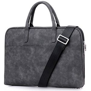 j.qmei Mode PU Lederen Laptop tassen voor vrouwen 13 13.3 14 15 15.6 inch casual draagbare waterdichte Notebook tas mannen (15.6 inch, zwart)
