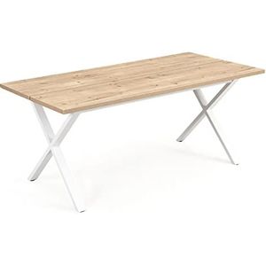 B&D home eettafel EMMA | 120 x 80 cm voor 4 personen eetkamertafel keukentafel houten tafel met kruisvoet wit voor keuken, eetkamer | landhuis modern design | zand eik, 11208-XW-120-EISA