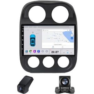 Android autoradio 2 Din geldt voor Jeep Compass 1 2009-2015 met Draadloze Carplay Android Auto GPS Navi WiFi 9 inch met Bluetooth FM/RDS+ Achteruitrijcamera/Stuurwielbediening(C30 Pro)