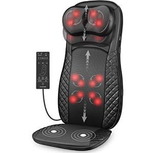 Comfier Massagestoelkussen met warmtefunctie, shiatsu massagekussen voor nek en rug, volledig lichaam rugmassageapparaat met vibratie, diepe netrollen, massageapparaat voor schouder, taille,