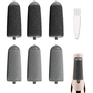 6 stuks vervangende rollen compatibel met Finishing Touch Flawless Pedi elektrische gereedschapsvijl, inclusief een reinigingsborstel (3 zwart grof en 3 grijs fijn)