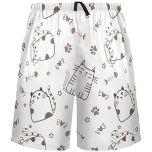 LI ZHI XIN Herenpyjamabroek, korte pyjamabroek, zomer casual shorts, elastische taille met trekkoord, rechte buis losse pasvorm met 2 zakken, S-XXL dierenvoetafdruk ster, Meerkleurig, S