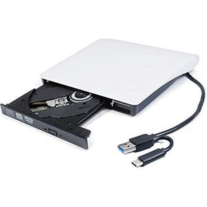 Witte USB-C Externe DVD CD-speler Optische Drive, voor Dell Inspiron 15 5000 3000 7000 Series 5570 2-in-1 Gaming Laptop All-in-One Desktop PC, Draagbare Pop-Up DVD-RW CD ROM Disc Reader Nieuw in Doos