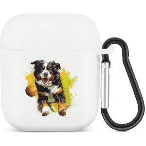 Berner Sennenhond Speelbal Leuke Case voor AirPods 2&1 Schokbestendige Beschermende Hoofdtelefoon Gevallen Cover Met Sleutelhanger Voor Mannen Vrouwen