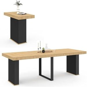 IDMarket - Consoletafel, uittrekbaar, Eden, 10 personen, 235 cm, hout en zwart