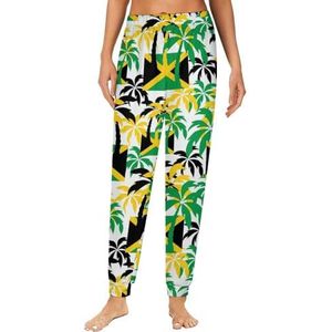 Palmbomen Jamaica vlag dames pyjama lounge broek elastische tailleband nachtkleding broek print