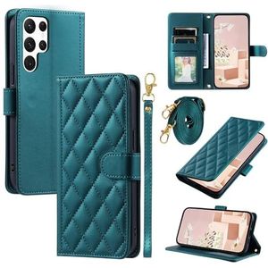 Smartphone Flip-hoesjes Compatible with Samsung Galaxy S24 Ultra Wallet case with Credit Card Holder,Soft PU Leather Magnetic Wrist Shoulder Strap, Flip Folio Book PU Leather Phone case Shockproof Cov
