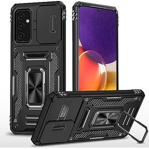 Telefoon terug case cover 2-in-1 compatibel met Samsung Galaxy A82 5G-hoes met schuifcamerahoes, robuuste bescherming van het hele lichaam, metalen ringstandaard Schokbestendige beschermhoes van milit