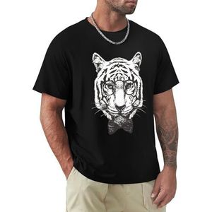 Heren T-shirt dier tijger korte mouwen T-shirt ronde hals T-shirt voor mannen, Dierlijke Tijger1, L