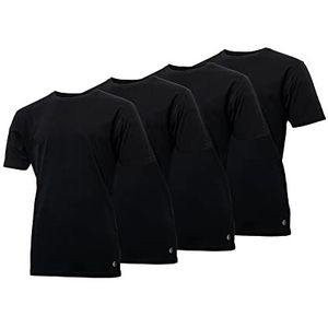 4-pak Heren t-shirts Gentlemen longfit (extra lang), 100% katoen voorgekrompen zwart ronde hals XXL