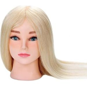 Kappershoofd Mannequin Hoofd 100% Echt Mensenhaar for Kapsels Kappers Krul Oefening Training met Standaard Poppenhoofd