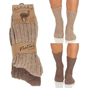 Cleostyle Collection Alpaka sokken voor dames en heren, extra warme winterkousen, natuur 17, lichtbruin/donkerbruin, 43-46 EU