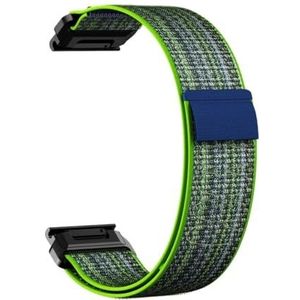 22 26 MM nylon horlogeband geschikt for Garmin Fenix ​​7/7Pro/7X/6X/6 Pro/5X/5 Plus/Epix/Instinct polsband vervangbare armband (Color : Green Blue, Size : Quick fit 26mm)
