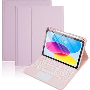 Toetsenbordhoes voor iPad (A16) 11e/10e Generatie, 7 Kleuren Achtergrondverlichting, Afneembare Toetsenbordhoes voor iPad A16 11 Inch 2025 10e Generatie 10,9 Inch 2022,Roze