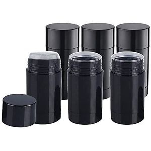 6 stuks Black Twist-up Deodorant Tubes Lip Gloss Balsem LipStick Tubes Container DIY Maak je eigen deodorant, lippenbalsem, lotion bar, vochtinbrengende crème, zonnebrandcrème (30ml, zwart)