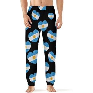 Argentinië Retro Hartvormige Vlag Mannen Pyjama Broek Zachte Lounge Bottoms Met Pocket Slaap Broek Loungewear