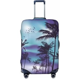 WOWBED Palmbomen bedrukte kofferhoes elastische reisbagagebeschermer past op bagage van 18-32 inch, Zwart, XL