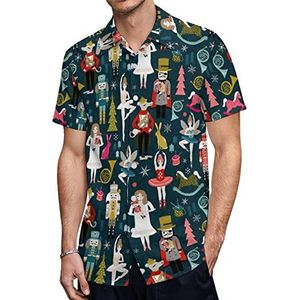Notenkraker Ballet Hawaïaanse shirts voor heren, casual overhemd met korte mouwen, knoopsluiting, vakantie, strandshirts, L