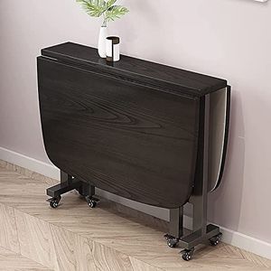 Opvouwbare keukentafel, houten uitschuifbare tafel dineren, ruimtebesparing, ronde rand ontwerp, verstelbare beweegbare bureau wielen(C,100 * 60cm)