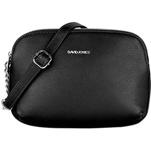 David Jones - Dames Crossbodytas Schoudertas Veel Zakken Vakken - Citytas Rits PU Leer - Vrouwen Meisje Casual Mode - Middelgrote Crossover Tassen - Zwart