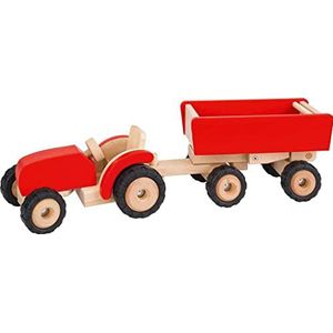 Goki 55942 55942-tractor met aanhanger, rood