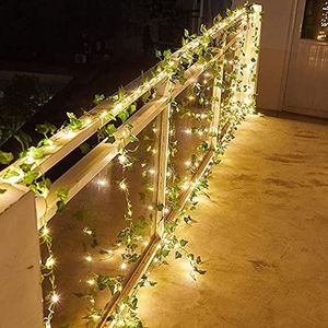 Zonne-energie Outdoo Lichtslinger, boomplant stijl tuin LED kerstbomen decor licht waterdicht zonne-patio verlichting voor decoratie snaren feest (groen esdoornblad licht, 10 m/1000 LED)