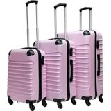 Fairdeals Trimix Kofferset 3-delig (38L / 65L / 96L) - Koffer met Wielen, Reiskoffer, Trolley, Handbagage, Rolkoffer - Soft Pink - Cijferslot - Lichtgewicht ABS