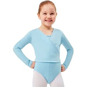 tanzmuster Ballet wikkeljack meisjes - Mandy - Gr. 92-170 - extra zachte katoenen stof - balletjas om te wikkelen voor kinderen, lichtblauw, 140/146 cm