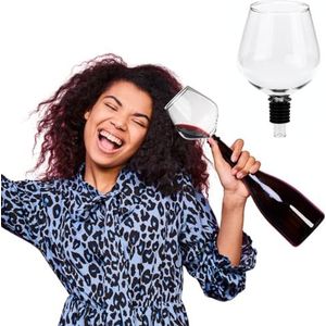 Bada Bing Flessenopzetstuk van glas voor wijnflessen, wijnglas met siliconen afdichting, stijlvol wijn rechtstreeks uit de fles drinken, cadeau voor wijnliefhebbers, party-gadget, accessoires