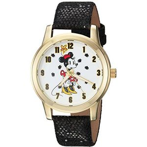 Disney Unisex-Volwassenen Analoog Quartz Horloge Met Kunstlederen Band WDS000262, Zwart, riem