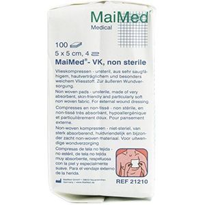 MaiMed - VK vlieskompressen niet-steriel 4-voudig 30 g, afmetingen: 5 x 5 cm