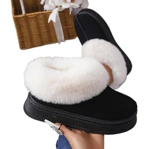 AYWTIUN Sneeuwlaarzen Vrouwen Faux Fur Vrouwen Sneeuwlaarzen Winter Suede Dikke Pluche Enkellaarzen Vrouw Outdoor Antislip Warm Katoen Gewatteerde Schoenen (zwart, 40)