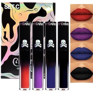 Aseawave - Set van 4 Matte Liquid Lipstick Donker Rood Paars Blauw Zwart Matt Lip Potlood Langdurige Lipstick 24