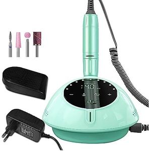 Nagelvijl elektrisch, 40000 RPM nagelboormachine met HD-display, manicuremachine Nieuwe upgrade elektrische nagelvijl met snijder, nail art salongereedschap(YK207 Green-A)
