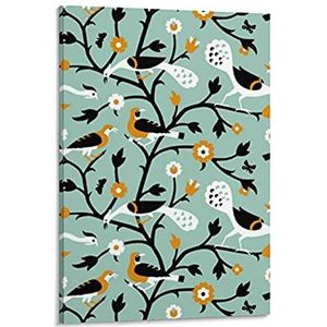 Zwart-wit Vogels Bloemen Nieuwigheid Canvas Poster Grappige Muur Art Decoratieve Opknoping Foto voor Woonkamer Slaapkamer Thuis Kantoor