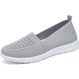 Instapsneakers Vrijetijdsschoenen for Dames Lente Zomer Sneakers Ademende Gebreide Mesh Loopschoenen Lichtgewicht Orthopedische Schoenen Met Zachte Zool (Color : Gray, Size : 37 EU)